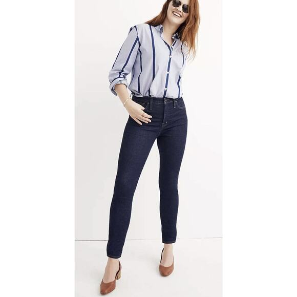 Madewell 10" High-Rise Skinny Jeans Lucille Dark Wash Denim Size 29 - Picture 2 of 15